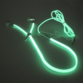 Luminous Glowing in The Dark Light Zipper LED Earphone with Microphone