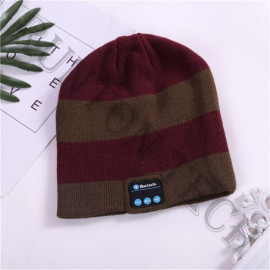 Tw5 Stripe Warm Hat Wireless Headphones Smart Knitting Cap Headset for Gift